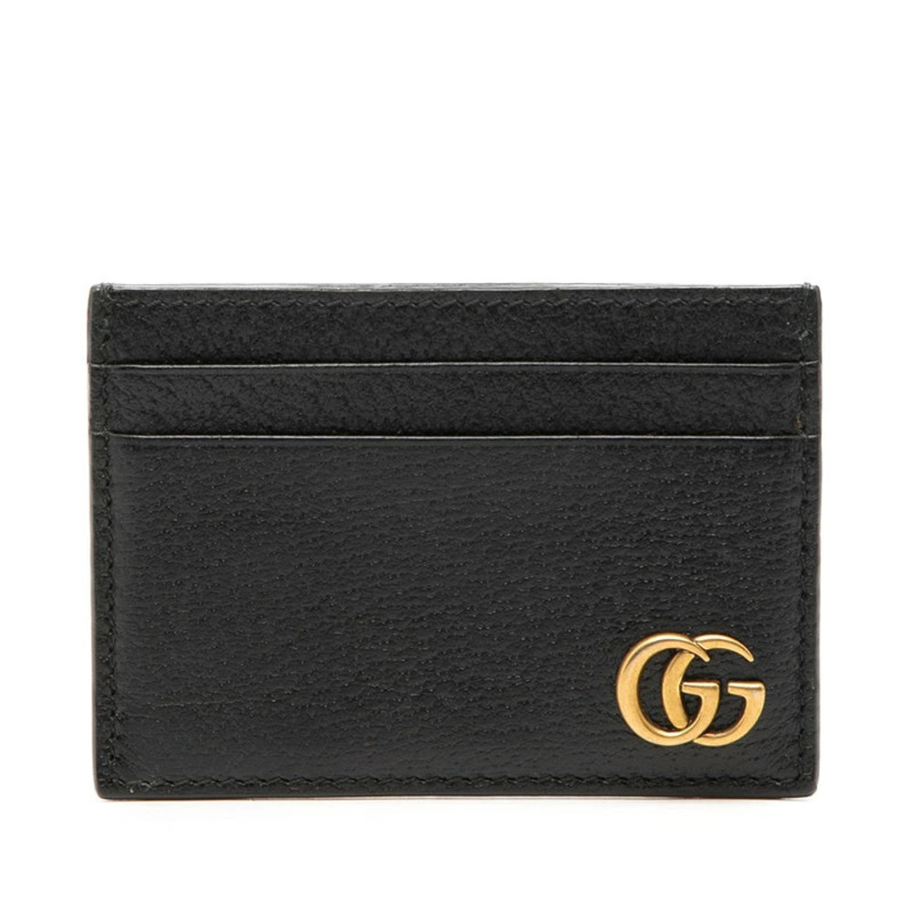 Gucci GG Marmont Pass Case Wallet Card Money Clip Black Leather